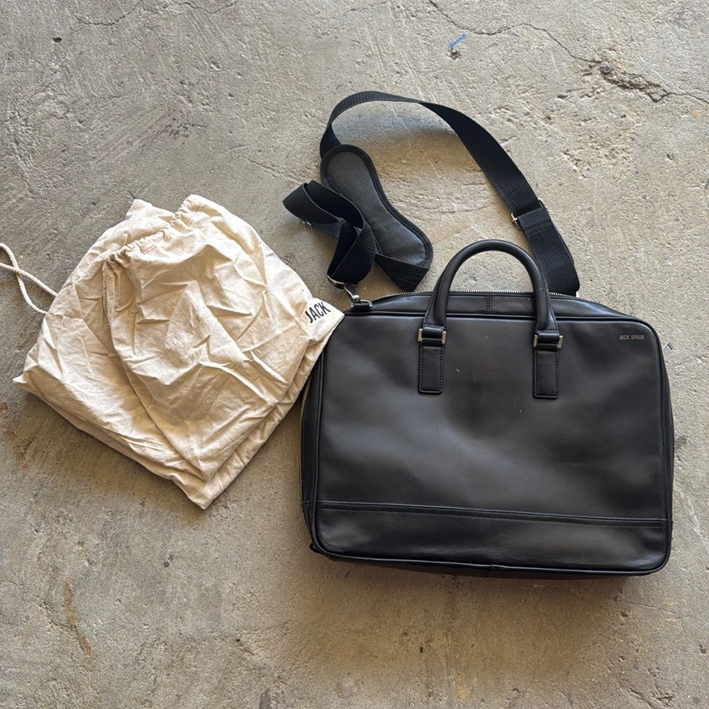 Jack Spade Black leather briefcase